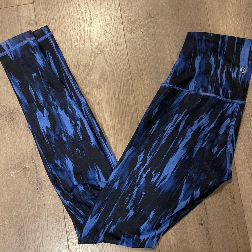 Lululemon Wunder Under Leggings Full On Luon Roll Down Nightsky Blue Size 4